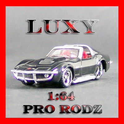 Maisto 1:64 1969 Chevy Corvette Coupe Stingray Pro Rodz Diecast Luxy Collectibles Black 6.2