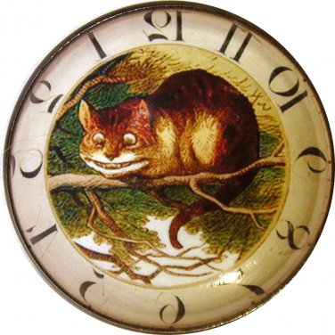 1 & 3/8" Glass Dome Button - AC 23 Cheshire Cat Clock