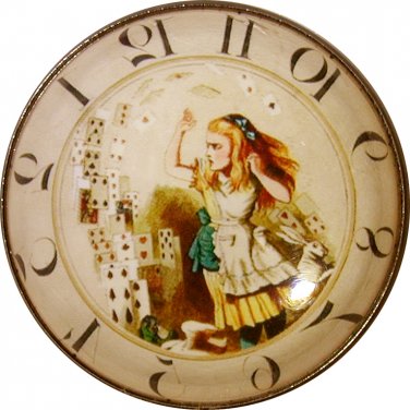 1" Glass Dome Button - AC 17 Cards Attacking Alice Clock