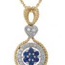 Peter Lam 1/3 ctw Diamond and Sapphire Pendant  18-k