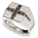 3/4 ctw Black and White Diamond Men's Ring 14-k  size10
