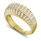 1ctw Yellow Gold Baguette Multi Row Band 14-k size 7