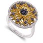 Arco Baleno 1/2ctw TT Black/White Medallion Ring 14-k size 6.50