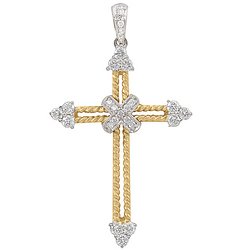 Peter Lam 1/2ctw Rope Design Cross  18-k