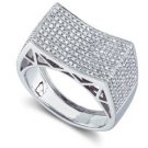 Freeze 1 1/4ctw White Gold Concave Pave Ring  14-k size 8