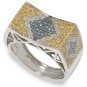 1 1/4 ctw Men's Blue and Diamond 14K Gold Ring  size 12