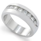 1ctw White Gold Men's Diamond Channel Band  14-k  size 9