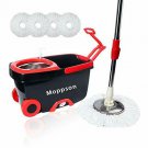 Moppson Spin Mop And Bucket Floor Cleaning System With 5 Microfiber Mop Heads Ex