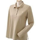 Womens Long Sleeve Polo - Stone