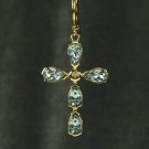 Blue Topaz 14K Gold Cross
