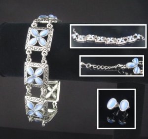 Moonstone,Sapphire Bracelet & Ear Set