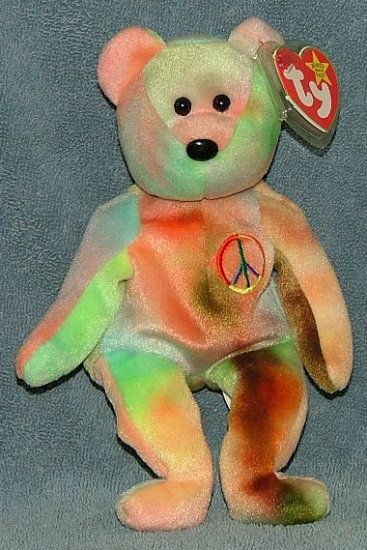 TY Beanie Baby Peace Bear 1996 Retired Free Shipping