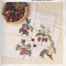 Golden Bee Stamped Cross Stitch Botanical Fruit Placemets Kit set of 4 NEW