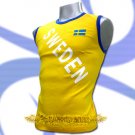 SWEDEN YELLOW SLEEVELESS FOOTBALL COOL T-SHIRT SOCCER Size M / L21