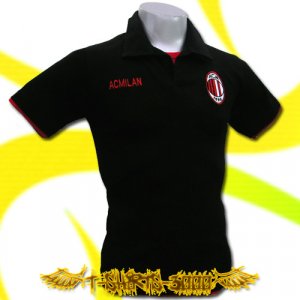 AC MILAN BLACK SOCCER POLO TEE T-SHIRT FOOTBALL Size M / G94