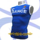 FRANCE BLUE FOOTBALL COOL SLEEVELESS T-SHIRT SOCCER Size M / L10