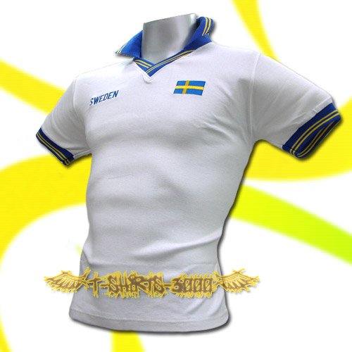 SWEDEN WHITE FOOTBALL COOL POLO T-SHIRT SOCCER Size M / M53