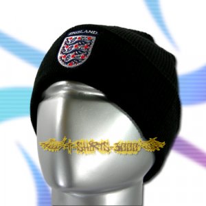 ENGLAND BLACK SOCCER BEANIE HAT SKULL CAP FOOTBALL / C18