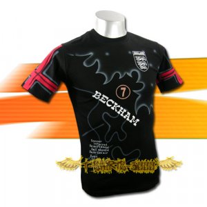 ENGLAND BECKHAM BLACK SOCCER TEE T SHIRT FOOTBALL / A29