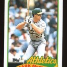 Mark McGwire 1989 Topps # 70 First Base Oakland Athletics