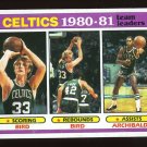 Celtics Team Leaders Bird Archibald 1981-82 Topps # 45