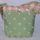 UB125  Lime and pink polka dot handbag