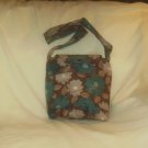 UB219  Handbag in brown and blue floral---Mod 70's