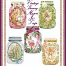 Vintage Easter Bunny Mason Jar Tags - Digital Download ONLY