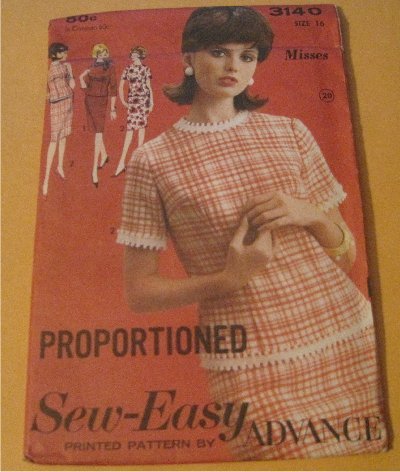 Vintage 60's Sew-Easy Advance 3140 dress pattern uncut size 16