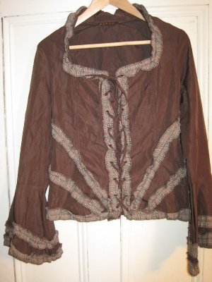 Boho Dark Brown Lace Up front Top w/Flare Sleeve Size Small by Barami