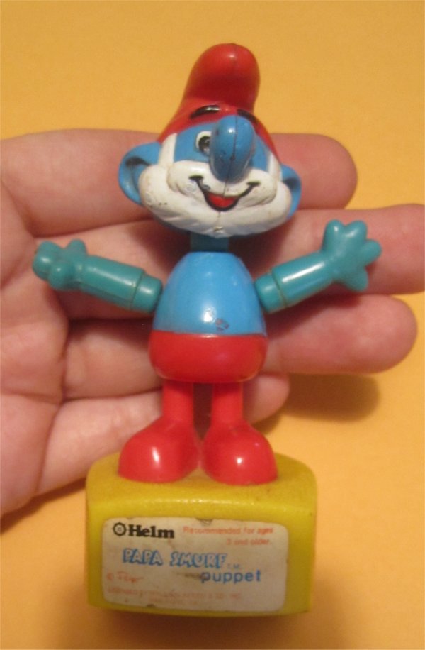 Vintage 1980 S Smurf Puppet Helm Quot Papa Smurf Quot Toy Tv Cartoon