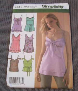 Simplicity Pattern 4417 Misses Summer Tops Size 10,12,14,16,18 Uncut