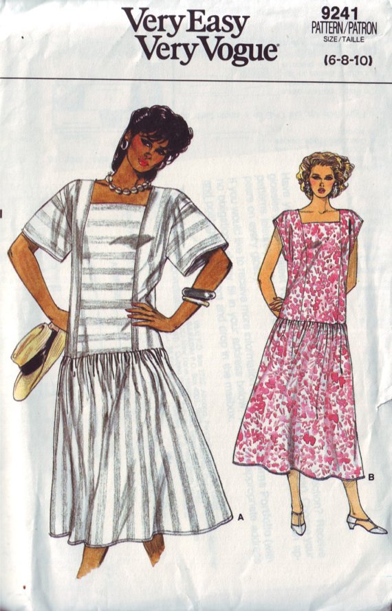 very easy very vogue 9241, vintage 80s dress pattern UNCUT size 6 8 10