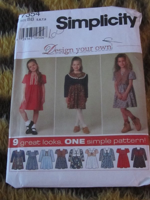 Simplicity 7354 Sz 5 6 7 8 Childrens Dress and Vest UNCUT