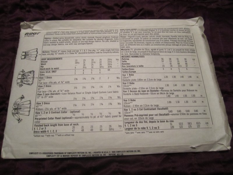 Vintage Simplicity 8967 Pattern Child's Yoke Square Collar Dress Size 4 ...