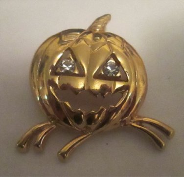Vintage Avon Fall Halloween Pumpkin Pin in Gold Tone Setting with ...