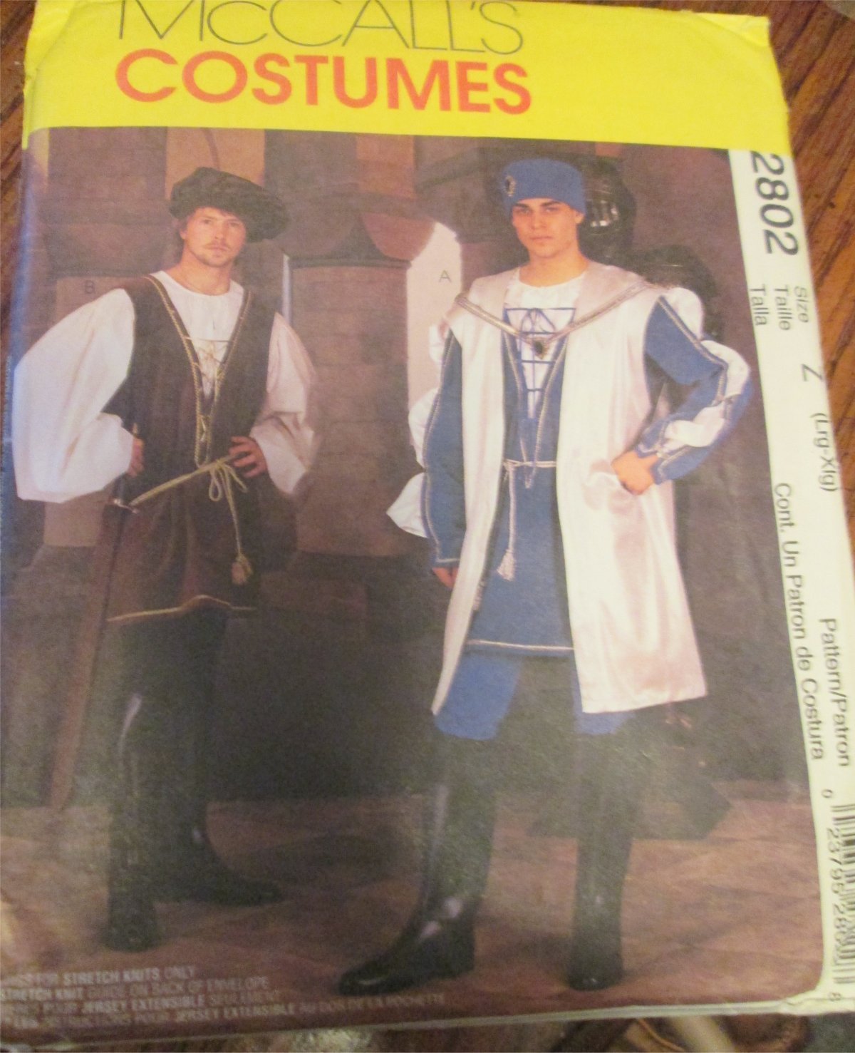Men's Renaissance Costume Pattern Uncut McCalls 2808 Size L,XL UNCUT