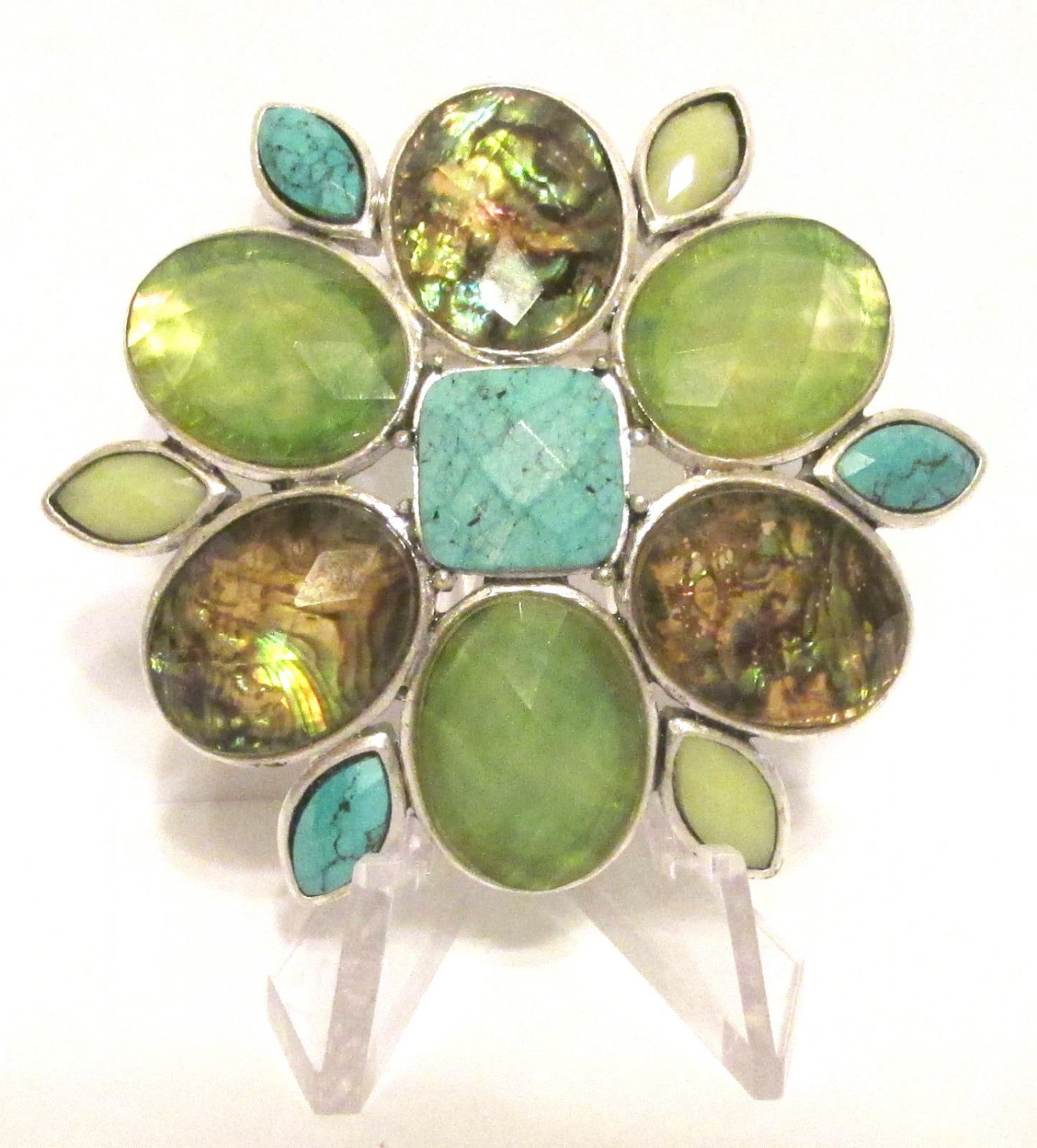Beautiful Vintage Signed Liz Claiborne Brooch Pin Abalone Colors FREE ...