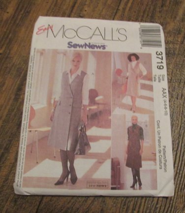 McCall's  3719 UNCUT Sewing Pattern Misses Size 4-10 Easy Wrap Front Jumpers Shirt FREE SHIPPING