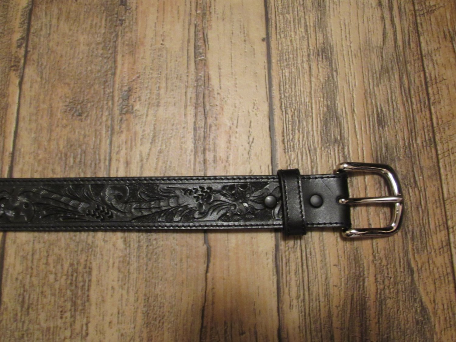 Nocona Tooled Western Black Genuine Leather Belt Size 32 FREE SHIPPING