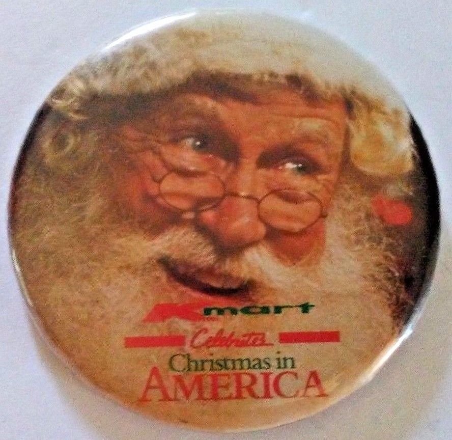 Vintage Kmart Santa Button Christmas in America Promo Pin Pinback FREE ...