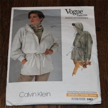 Vogue 2461, Size 14 16 18, Hooded Jacket Pattern Calvin Klein Anorak Style Jacket UNCUT