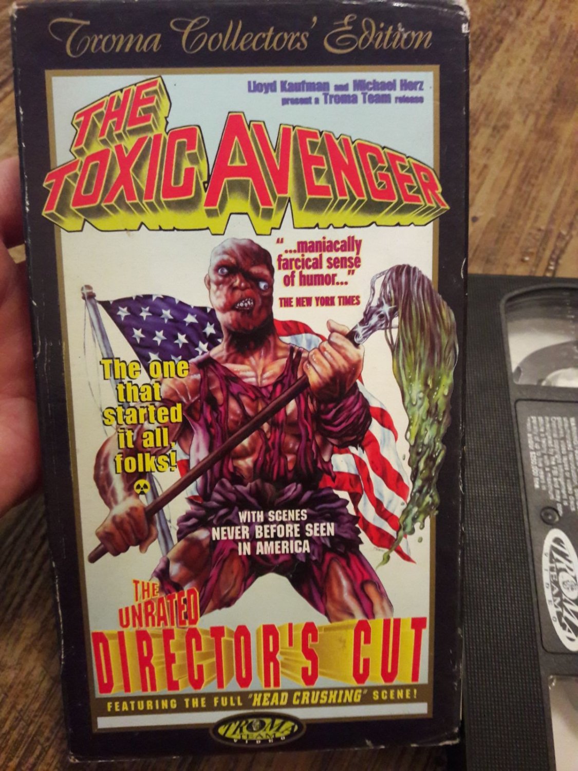 Toxic Avenger VHS Unrated Director's Cut RARE Head Crushing Scene! B