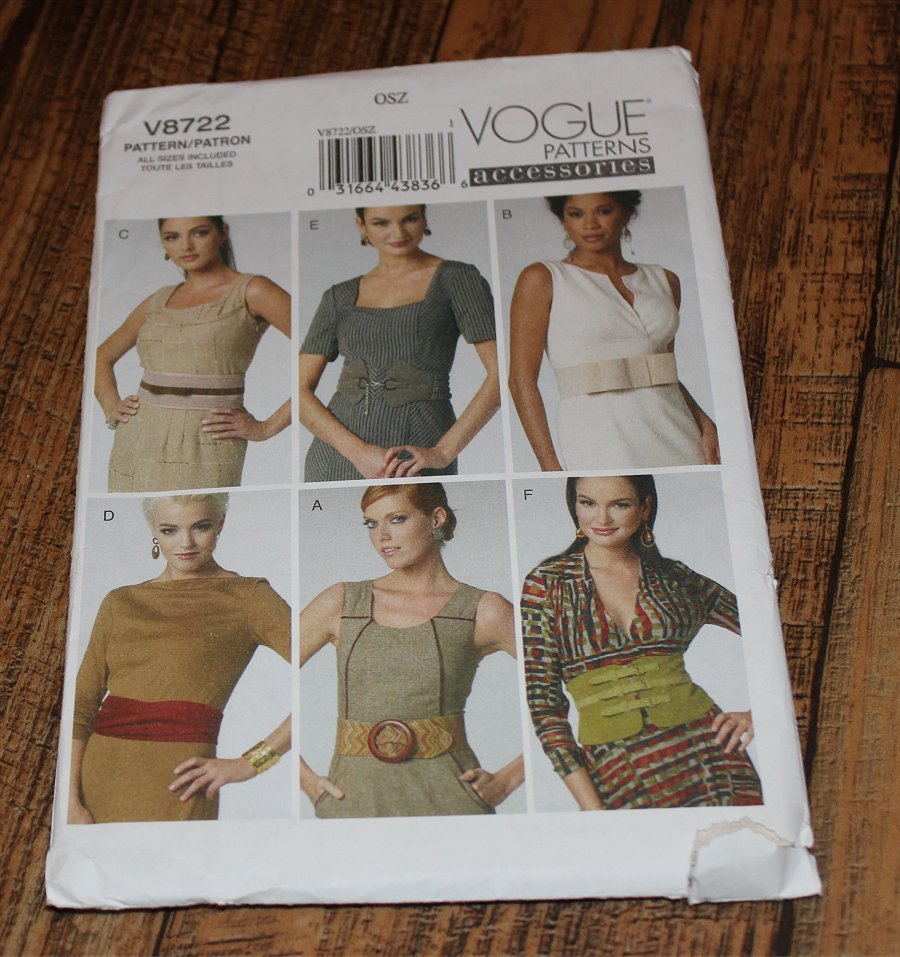 VOGUE MISSES BELTS Sewing Pattern 8722 Uncut FREE SHIPPING