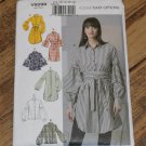 Vogue Pattern Misses' Top Belt 14-16-18-20-22 Womens Tops Pattern, Easy Sew Tunic Button Down Shirts