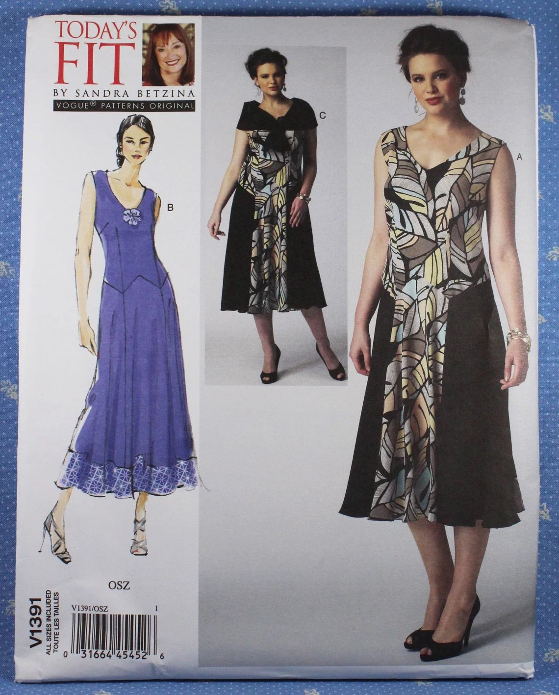 Vogue Sewing Pattern 1391, Misses' Dropped Waist Bodice Dress Sandra