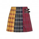 Multi Color Tennis Plaid Pleated Short Skirt w/Faux buckles Juniors Academia/Preppy