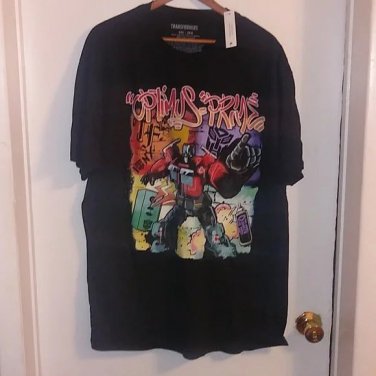 Transformers Optimus Prime Robot Spray paint graffiti style shirt Size 2XL