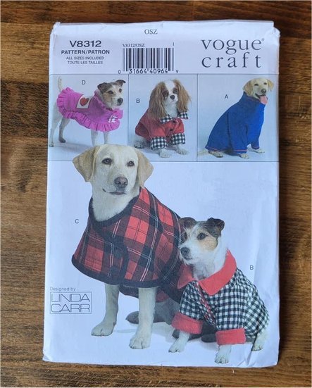 Vogue Craft V8312 Dog Coat Winter Large Small Coat Pattern