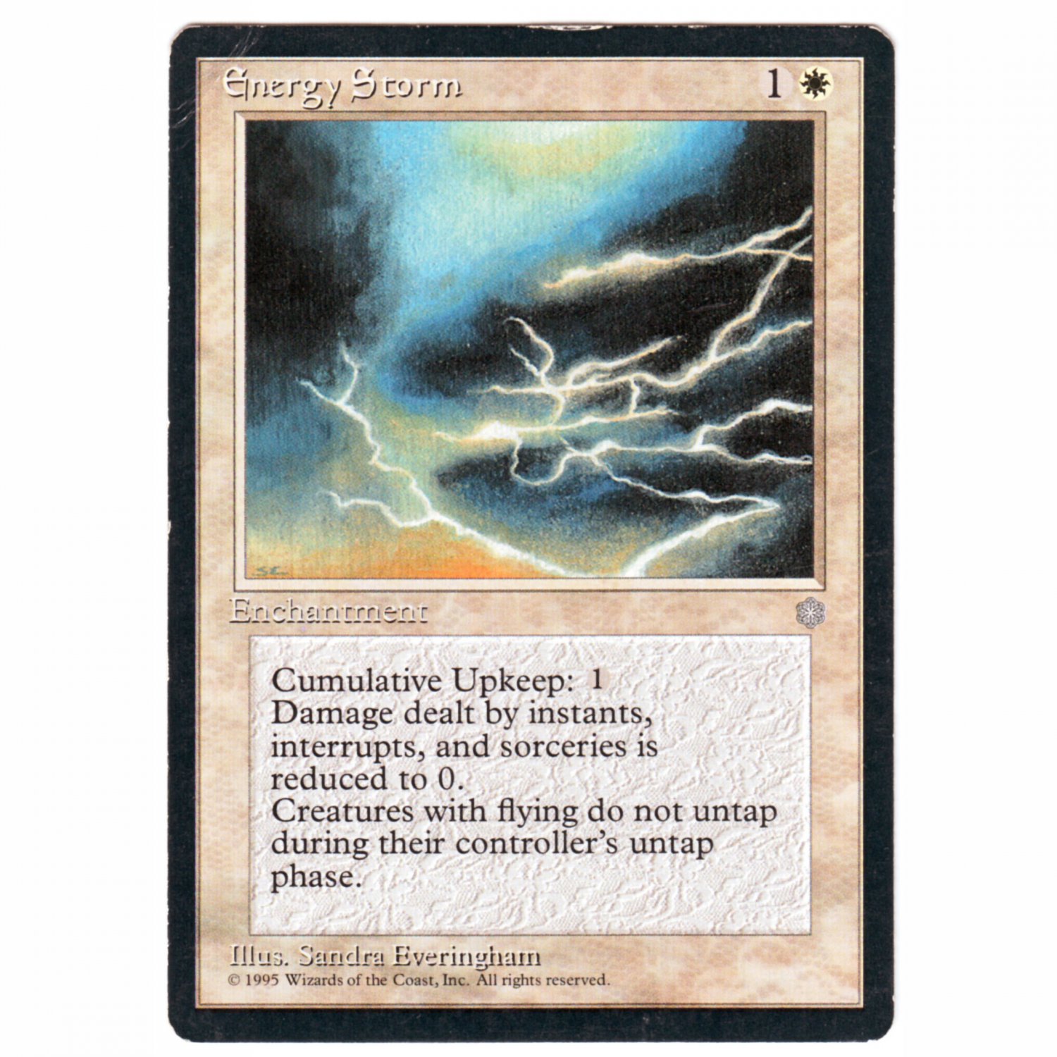 Energy Storm Ice Age Card Type: Enchantment Casting Cost: 1W Card Text: Cum...